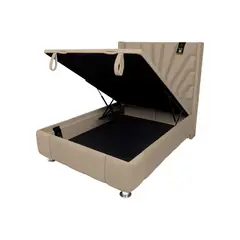 BH BARAKA HOME PREMIUM - Box Espacio Nube + Cabecera Emperatriz Lecco 1.5 Plz - Beige Claro