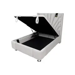 BH BARAKA HOME PREMIUM - Box Espacio Nube + Cabecera Emperatriz Lecco 1.5 Plz - Ivory