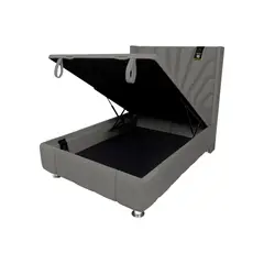 BH BARAKA HOME PREMIUM - Box Espacio Nube + Cabecera Emperatriz Lecco 1.5 Plz - Gris Oscuro