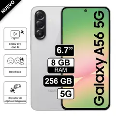 SAMSUNG - Celular Galaxy A56 5G 256GB 8GB RAM cámara principal 50MP frontal 12MP 67 Blanco