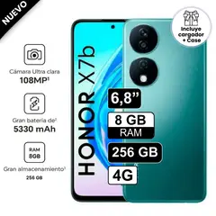 HONOR - Celular X7B 6 Pulg 256GB 8GB ram cámara principal 108MP + 5MP + 2MP 8MP Verde