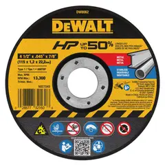 DEWALT - Disco Abrasivo Corte HP 4-1 / 2" x 1.2 mm - Pack x 50 unid