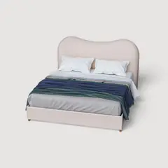MUEBLES MACRUMO - Cama Tapizada Berlín Premium de 15plz Beige Tela antifluido