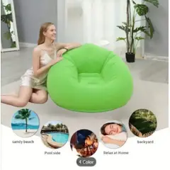 GENERICO - Sillón Puff Aterciopelada Con bomba color verde