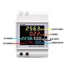GENERICO - MEDIDOR DIGITAL RIEL DIN DE 6 PARAMETROS (COS, V, A, W, KWH, HZ)