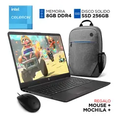 HP - Laptop Intel Celeron N4500 RAM 8GB SSD 256GB Pantalla 15,6 pulgadas HD GRATIS MOCHILA + MOUSE