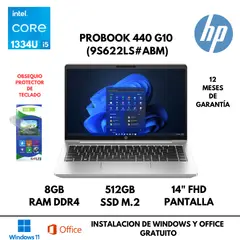 HP - LAPTOP PROBOOK 440 G10 CORE I5 1334U 8GB RAM 512GB SSD 14" FHD FREEDOS