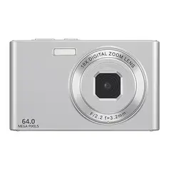 RENVMEXY - Cámara 4K Plateada 64MP Selfie y Video - 18X Zoom y PC CAM