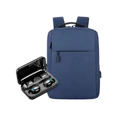 GENERICO - Audífonos Bluetooth F9-5 + Mochila Porta Laptop Impermeable Usb Azul