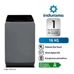 INDURAMA - LAVADORA AUTOMATICA 16 KG LRI-16DGR GRIS OSCURO
