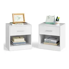 GENERICO - Dúo de Veladores Vic Diseño en Melamina Blanca