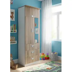 GENERICO - ROPERO JUNIOR DE 60 CM EN MELAMINE COLOR AMADERADO CAOBA