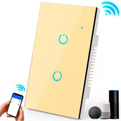 GENERICO - Interruptor Inteligente Universal Wifi Luz Smart Dorado Alexa 2 Bandas