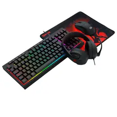REDRAGON - Combo Redragon S147-SP 4 en 1: Teclado, Mouse, Audífonos y Pad
