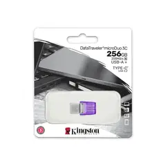 KINGSTON - Datatraveler Microduo 3C 256Gb - Usb 3.2 Tipo C Y A, Violeta, 200Mb/S, 5 Años De