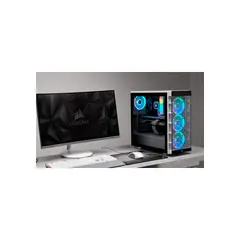 CORSAIR - Caja Mid Tower Icue Crystal 465X Rgb Blanca Con Iluminación Y Vidrio Templado