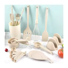 GENERICO - Utensilios Cocina de Silicona Set 21 Pzs Blanco