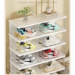 EVERSO - Zapatera Plegable 6 Niveles Caja Organizador Sin Instalación Transparente