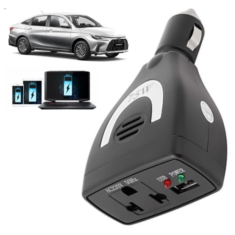 Inversor de Corriente para Auto de 12v A 220v Usb 75W