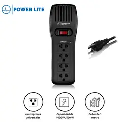 POWER LITE - Regulador de Voltaje Automático 1000VA 4 Salidas Protegidas