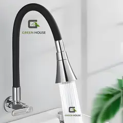 GENERICO - GRIFERIA DE COCINA  PARED AGUA FRIA FLEXIBLE NEGRO