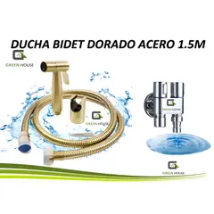 GREEN HOUSE - DUCHA BIDET COLOR DORADO CON LLAVE ACERO SUS 304