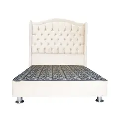 MUEBLES MACRUMO - Cama tapizada Princesa King 2 tarimas - Color Beige claro