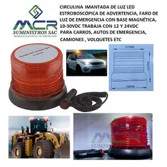 GENERICO - LUZ DE EMERGENCIA LED CIRCULINA ESTROBOSCOPICA 12 Y 24VDC IMANTADA ROJ
