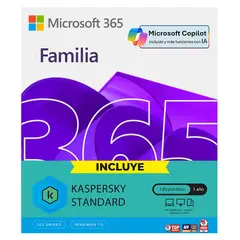 MICROSOFT - MICROSOFT 365 FAMILIA IA COPILOT +ANTIVIRUS KASPERSKY LICENCIA FISICA