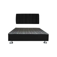 MUEBLES MACRUMO - Cama tapizada Aurea + almohada - 1.5 Plz - Color Negro