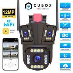 OEM - Cámara de Seguridad Exterior 360°  WiFi PTZ Triple Lente Alarma y Sonido de Alerta