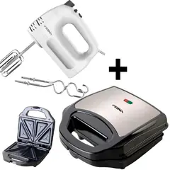 PRIMA - Sandwichera 2 Panes 700W + Batidora de mano 400W