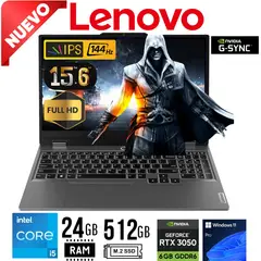 LENOVO - Laptop Lenovo  LOQ 15IAX9 Intel Core i5 12450HX Ram24Gb SSD 512Gb RTX 3050 6Gb 15,6 FHD Win 11