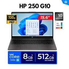 HP - LAPTOP 250 G10 / 15.6" HD LED / Core i5-1335U, 4.60GHz, 10 Núcleos / 8GB DDR4, 512GB SSD/ FREEDOS