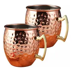 EVERSO - Set 2 Vasos Mug Jarra Para Tragos Moscow Mule + Bombilla