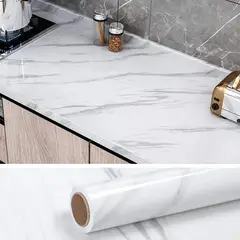 GENERICO - PAPEL TAPIZ AUTOADHESIVO MARMOL BLANCO 10 MTS X 60 CM