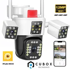 OEM - Cámara de Seguridad PTZ 360°  Triple Lente WiFi con Alarma Inteligente y Sirena