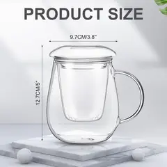 GENERICO - Taza de té de vidrio con infusor y tapa 550 ml