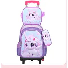 GENERICO - MOCHILA UNICORNIO TRES PIEZAS CON SEIS RUEDAS - DESMONTABLE