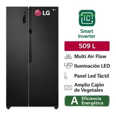 LG - Refrigeradora 509L Multi Air Flow Side By Side Negro LG GS51MPD