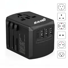 SANC - Adaptador Enchufe Universal Sanci 5 en 1 con USB-C y USB-A Para Viajes