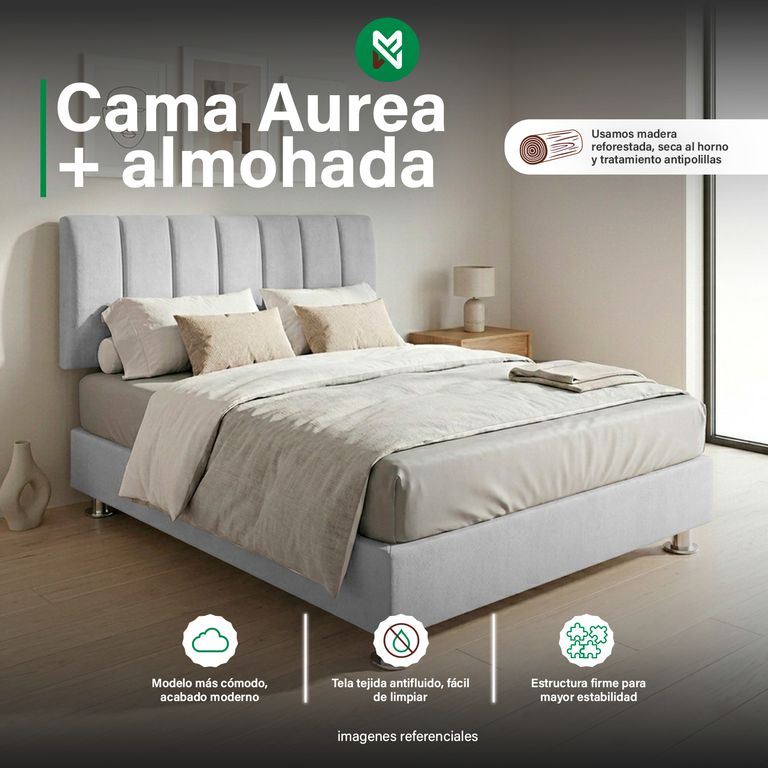 Cama tapizada Aurea - almohada - 2 Plz - Color Gris claro