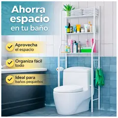 GENERICO - Organizador de Baño Sobre Inodoro 3 Niveles Ahorra Espacio Estante Blanco