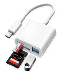 GENERICO - Adaptador 3 en 1 Tipo C, Tf, Cf, Sd, Lector de Tarjetas de Memoria.