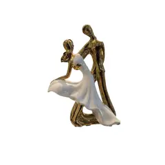 GENERICO - Adorno Decorativo Pareja Moderna Dorado y Blanco Escultura de Amor y Unión - Adorno Elegante para Sala Regalo Ideal