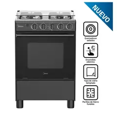 MIDEA - Cocina a Gas 4 quemadores Negra MGS24FS2LFABBC