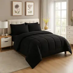 GENERICO - EDREDON KING DAILY SET CUADROS ALGODON + FUNDAS DE ALMOHADA