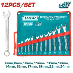 TOTAL TOOLS - Juego X 12 Piezas Llaves Punta Corona 6-24 Mm Total- THT1022121