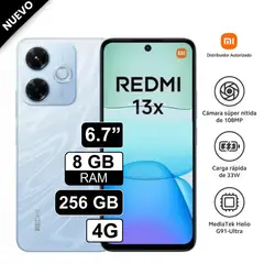 REDMI - Celular Xiaomi 13X 4G 256GB 8GB RAM cámara 108MP + 2MP frontal 13MP 67 Azul