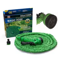 GENERICO - Manguera Retráctil 30 Metros con Pistola de Chorros Multiuso Verde